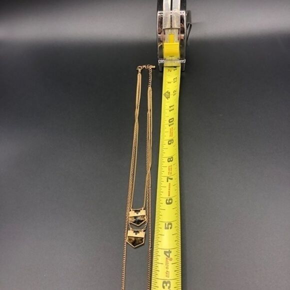 T&J Designed Stone Layered Necklace 18K Gold Plate - Picture 4 of 7